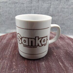 Sanka White Ceramic Coffee Mug With Logo & Decaffeinated Coffee Text Vintage